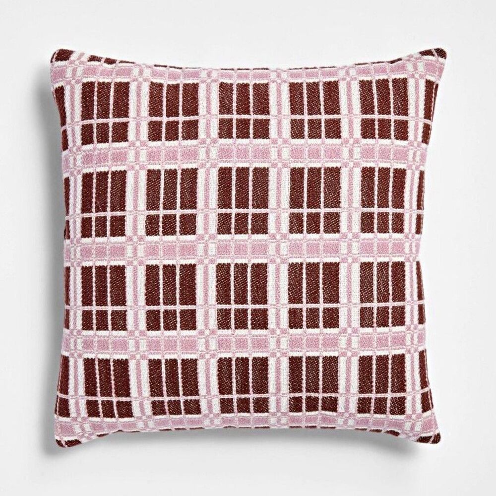 Square woven Grid pillow purple cream rust Threshold designed w/ Studio McGee